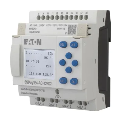 Eaton EASY-E4-AC-12RC1 Steuerrelais | 8 digitale Eingänge | 4 Relaisausgänge | 100–240V AC/DC | Ethernet | IP20
