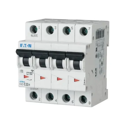 EATON Leitungsschutzschalter FAZ-C63/4 | 63A | 4-polig | C-Charakteristik | 400V AC | 15kA | 4TE | IP20