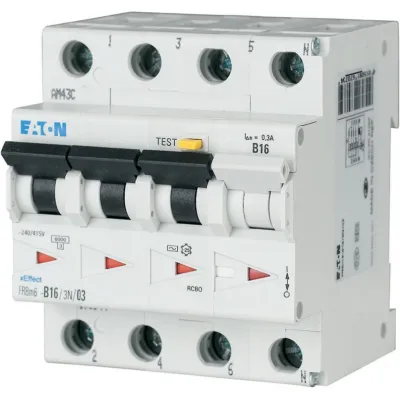 Eaton FI/LS-Schutzschalter FRBM6-C16/3N/003-A | 3p+N | 16A | 30mA Typ A | LS-Charakteristik C | 415V | 6kA | 4TE