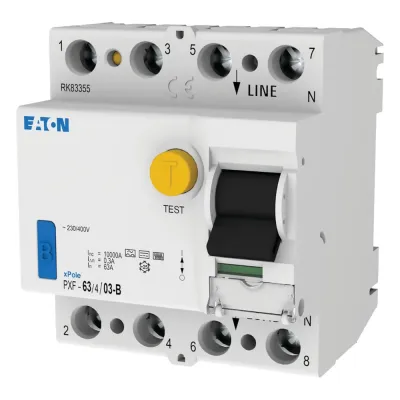 Eaton FI-Schutzschalter PXF-63/4/03-B | 4-polig | 63A | Typ B | 300mA | allstromsensitiv | 400V | 10kA | DIN-Schiene