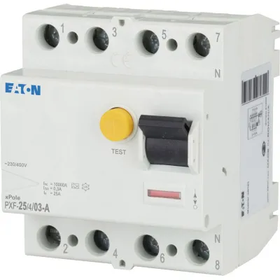 Eaton FI-Schutzschalter PXF-25/4/03-A | 4-polig | 25A | 400V | 300mA | Typ A | DIN-Schiene | IP20 | 10kA | 4TE