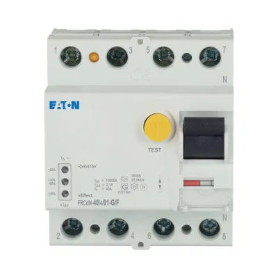 EATON FI-Schutzschalter FRCDM-40/4/01-G/F | 4-polig | 40A | 100mA Typ G/F | selektiv | 415V AC | DIN-Schiene | grau