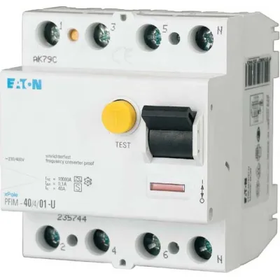 Eaton FI-Schutzschalter PFIM-63/4/003-G/F | 4-polig | 63A | 30mA | Typ G/F | 230V | für DIN-Schiene | Fehlerstromschutz