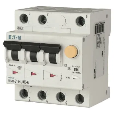 EATON FI/LS-Schutzschalter FRBMM-B16/3/003-A 16A 3-polig | 30mA Typ A | B-Kennlinie | 415V | 10kA | IP20 | 4TE