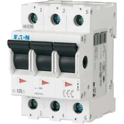 EATON Hauptlastschalter IS-125/3 276288 | 3-polig | 125A | 240-415V AC | Hutschiene | 3TE | IP40 | schwarz