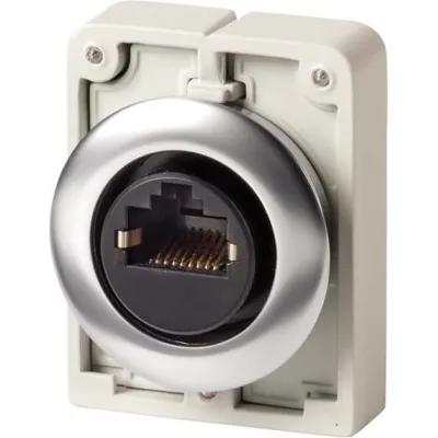 EATON Einbaubuchse RJ45 M30C-FRJ45 187086 | Cat. 5e | 8-polig | Frontmontage | IP65 | Metall Frontring | Flat Front