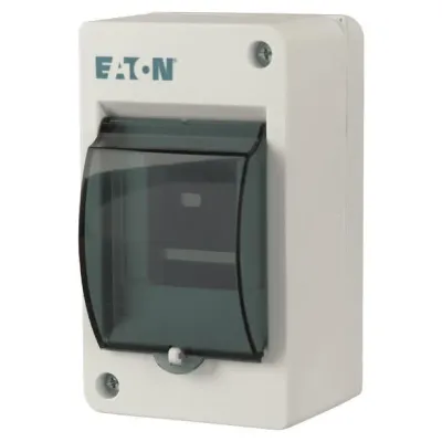 EATON Kleinverteiler MINI-3-T 177072 | Aufputz | 1-reihig 3 TE | IP30 | Kunststoff | transparente Tür | weiß RAL9003