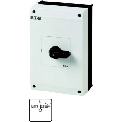 EATON Umschalter T5B-4-8902/I4 | Netz-0-Notstrom | 4-polig | 63A | 22kW | IP65 | Aufbaugehäuse | schwarzer Knebel