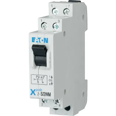 EATON Umschalter Z-S/2WM 248346 | Wechselschalter I-0-II | 2-polig | 16A | 230V | Hutschiene | IP40 | 2TE