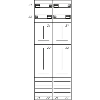 EATON Zählerschrank ZSD-Z29A0575 | 2-stöckig | 2 Felder | 4 Zählerplätze | Aufputz | Stahl | IP31 | 500x1350x180 mm