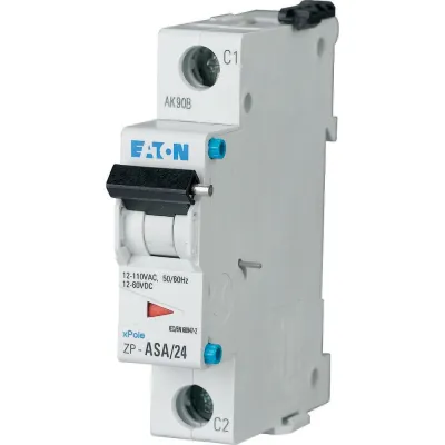 EATON Arbeitsstromauslöser ZP-ASA/24 248438 | 12-110V AC/DC | 1 Schließer 1 Öffner | Hutschiene | 1TE | PXL/PXK/FRBm6