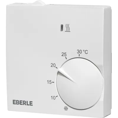 Eberle Raumthermostat RTR-S 6202-6 | 230V | Bimetall-Technologie | extra flach 18,5mm | 5-30°C | IP30 | RAL 9016