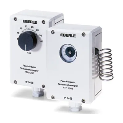 Eberle Feuchtraum-Temperaturregler FTR 1207 | Raumthermostat 230V 16A IP54 | Aufputz | 0-40 °C | grau