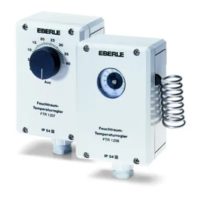 Eberle Feuchtraum-Temperaturregler FTR 1207 | Raumthermostat 230V 16A IP54 | Aufputz | 0-40 °C | grau