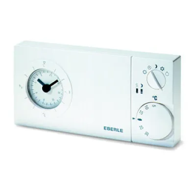 Eberle Uhrenthermostat EASY3SW | Wochenprogramm | analog | 230V 16A | 5 Programme | Tag/Nacht-Steuerung | weiß