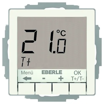 Eberle Unterputz-Thermostat UTE 4100-R | Uhrenthermostat 230V | 55x55 mm | polarweiß glänzend | IP30