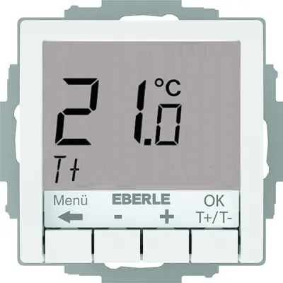 Eberle Unterputz-Thermostat UTE4100R-RAL9016-G55 | Uhrenthermostat 230V | 55x55mm | PWM/2-Punkt | weiß glänzend