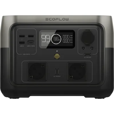 EcoFlow Powerstation RIVER 2 Max 305-20606 | 512Wh LiFePO4 Akku | 1000W X-Boost | Solargenerator | USB-C | schwarz/grau