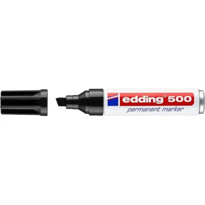 edding Permanentmarker 500 | Schwarz | Keilspitze 2-7 mm | wasserfest | nachfüllbar | Aluminiumschaft | 1 Stück