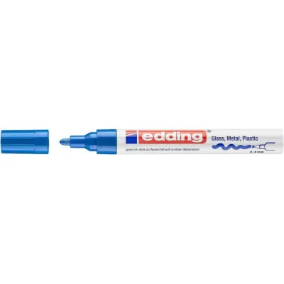 edding Lackmarker 750 | 4-750003 | Rundspitze 2-4 mm | wasserfest | hitzebeständig | permanent | für Metall, Glas, Blau