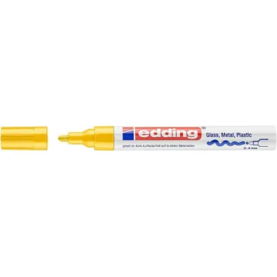 edding Lackmarker 750 | Glanzlackmarker für Metall, Glas, Kunststoff | Rundspitze 2-4 mm | gelb | permanent, wasserfest