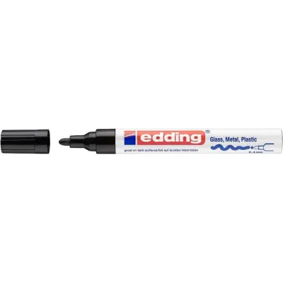 edding Lackmarker 750 4-750001 | Permanent Marker für Glas, Metall, Kunststoff, Stein | Rundspitze 2-4 mm | Schwarz