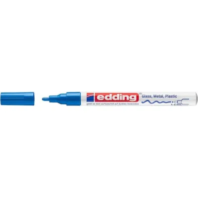 edding Lackmarker 751 | Permanentmarker 1-2 mm Rundspitze | blau | für Metall, Glas, Kunststoff | wasserfest