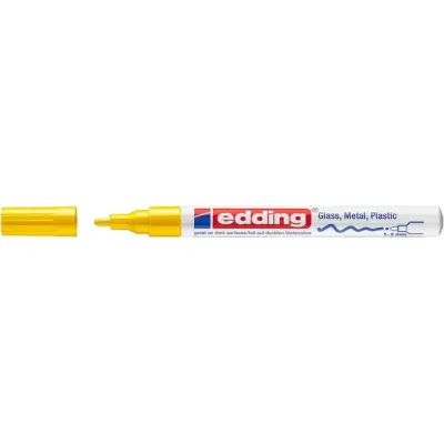 edding Lackmarker 751 | 239169 | Glanzlackmarker | Rundspitze 1-2mm | permanent | wasserfest | hitzebeständig | gelb