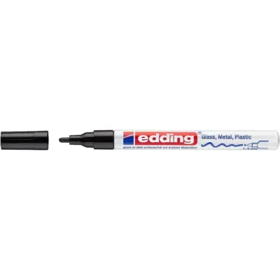 edding Lackmarker 751 | Permanent Marker für Glas, Metall, Stein, Kunststoff | Rundspitze 1-2 mm | wasserfest | schwarz