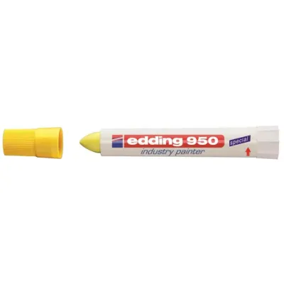 edding Industrie Pastenmarker 950 | Permanent Marker für Metall, Stein, Holz | wasserfest | Rundspitze 10 mm | gelb