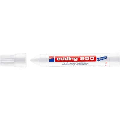 edding Industrie Pastenmarker 950 | Permanentmarker für Metall, Stein, Holz | Rundspitze 10 mm | wasserfest | weiß