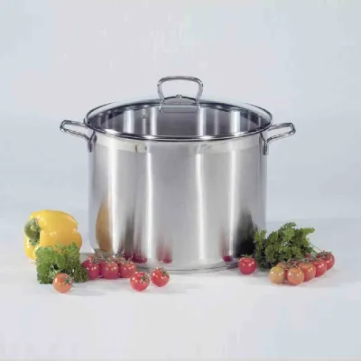 Karl Krüger Jumbotopf J1700 | Edelstahl Kochtopf 17 Liter | 30 cm Ø | Induktion geeignet | Glasdeckel | silber