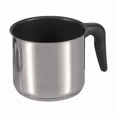 Karl Krüger Milchtopf 2112B | Edelstahl | 12 cm Ø | 1,0 L | mit Ausguss | Antihaftbeschichtung | Kapselboden | Silber