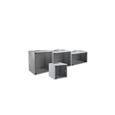 EFB 19" Wandgehäuse WGB-1909GR.45 | 9HE | Tiefe 450mm | Stahl, Flat-Pack | Fronttür Glas | IP20 | grau RAL7035