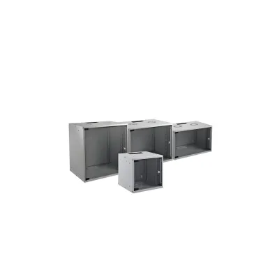 EFB 19" Wandgehäuse WGB-1909GR.45 | 9HE | Tiefe 450mm | Stahl, Flat-Pack | Fronttür Glas | IP20 | grau RAL7035