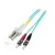 Bild: Techly LWL-Patchkabel ILWL D5-STLC-020/OM3 | LC-ST Duplex | OM3 Multimode 50/125µm | 2m | halogenfrei | aqua (blau)