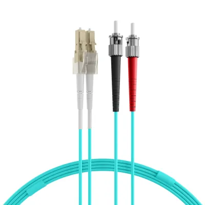 Techly LWL-Patchkabel ILWL D5-STLC-020/OM3 | LC-ST Duplex | OM3 Multimode 50/125µm | 2m | halogenfrei | aqua (blau)