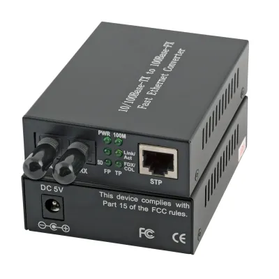 EFB Media Converter | Fast Ethernet RJ45-ST zu ST Multimode | EL022V2 | 10/100 Mbps | 1310nm | 2 km | Metallgehäuse