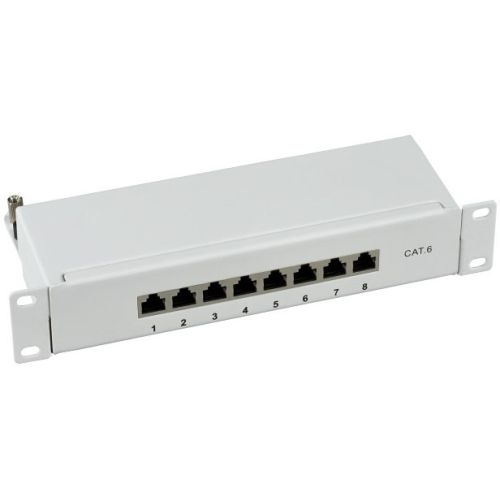 Bild: EFB Mini Patchpanel 8xRJ45 Cat.6 37736.8 o. Hutschiene RAL7035 1HE 10