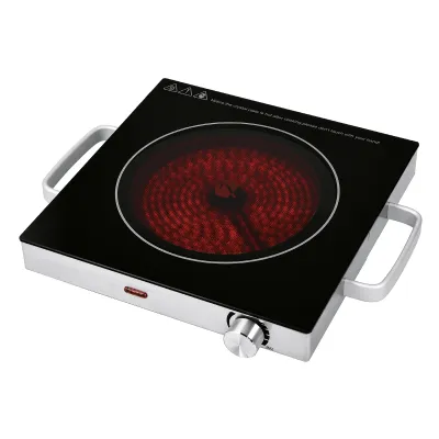 Kalorik Glaskeramik-Kochfeld | Einzelkochplatte 1500W | Infrarot | Edelstahl | 36x28cm | Schwarz/Silber