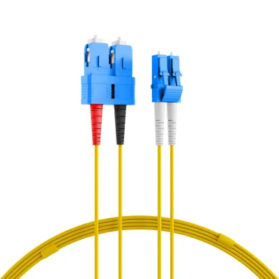 EFB LWL-Patchkabel O0360.1 | Singlemode OS2 Duplex 2 Fasern | LC-Duplex auf SC-Duplex | 9/125µm | 1m | gelb