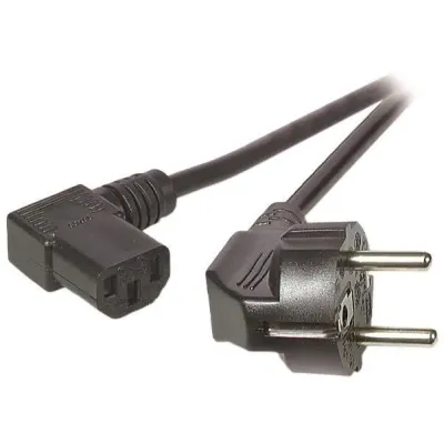 EFB-Elektronik Netzanschlussleitung EK535.2 | Schuko Winkelstecker auf C13 gewinkelt | 2m | 3x0,75mm² | VDE | Schwarz