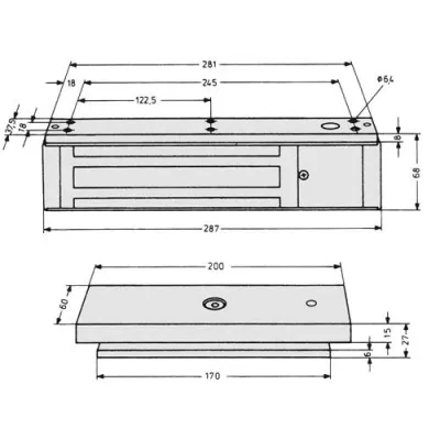 Assa Abloy effeff Flächenhaftmagnet 828-44 | 5000N | 12/24V DC | Hall-Sensor | Gegenplatte | Aluminium natur