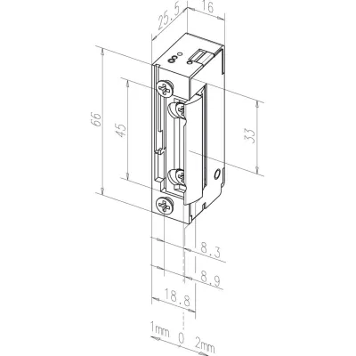 Assa Abloy effeff 118E Radiustüröffner | 10-24V AC/DC | mechanische Entriegelung | Einbau | DIN L/R | ohne Stulp