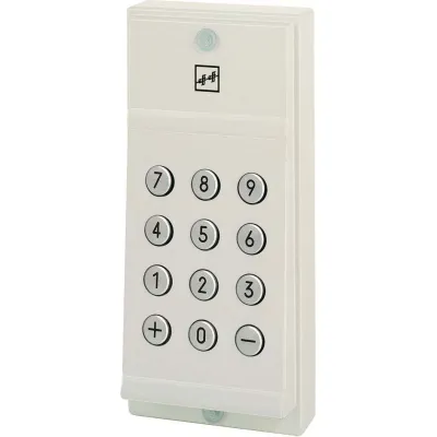 Assa Abloy effeff Türcode-Gerät 42141 | Mini-Codeschloss Außen | IP54 | 12V | Aufputz | Zinkdruckguss | grauweiß