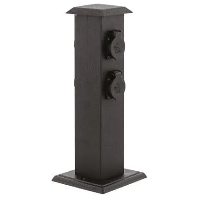 EGLO Gartensteckdosensäule 93426 | Außen-Steckdose | 4-fach SCHUKO | IP44 | Metall | 40cm | schwarz