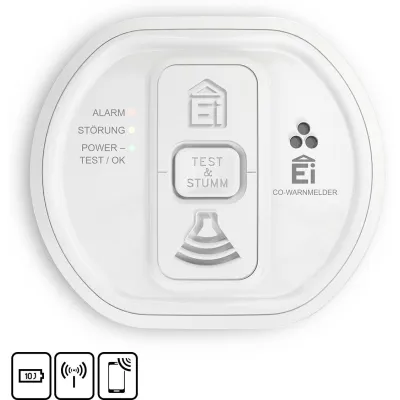 Ei Electronics Kohlenmonoxidmelder Ei208iW | 10-Jahres-Batterie | elektrochemischer Sensor | funkvernetzbar | 85 dB