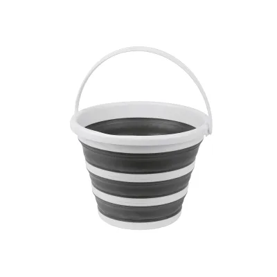Eimer faltbar 10L 135822 | Kunststoff PP+TPR | rund | platzsparend | weiß/dunkelgrau | ca. 32x32x5 cm