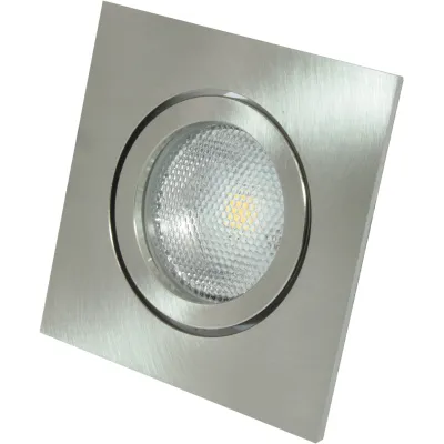 MEGATRON LED Einbaustrahler MT75211 | Einbauring eckig 68mm | schwenkbar | GU10 & GU5.3 Fassung | 50W | Eisen gebürstet