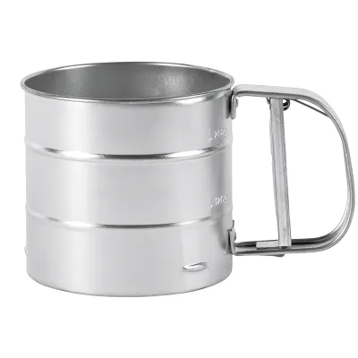 my basics Mehlsieb Einhand-Bedienung 188000 | Mehlsieb 350g | Einhandgriff | Metall verzinnt | silberfarben